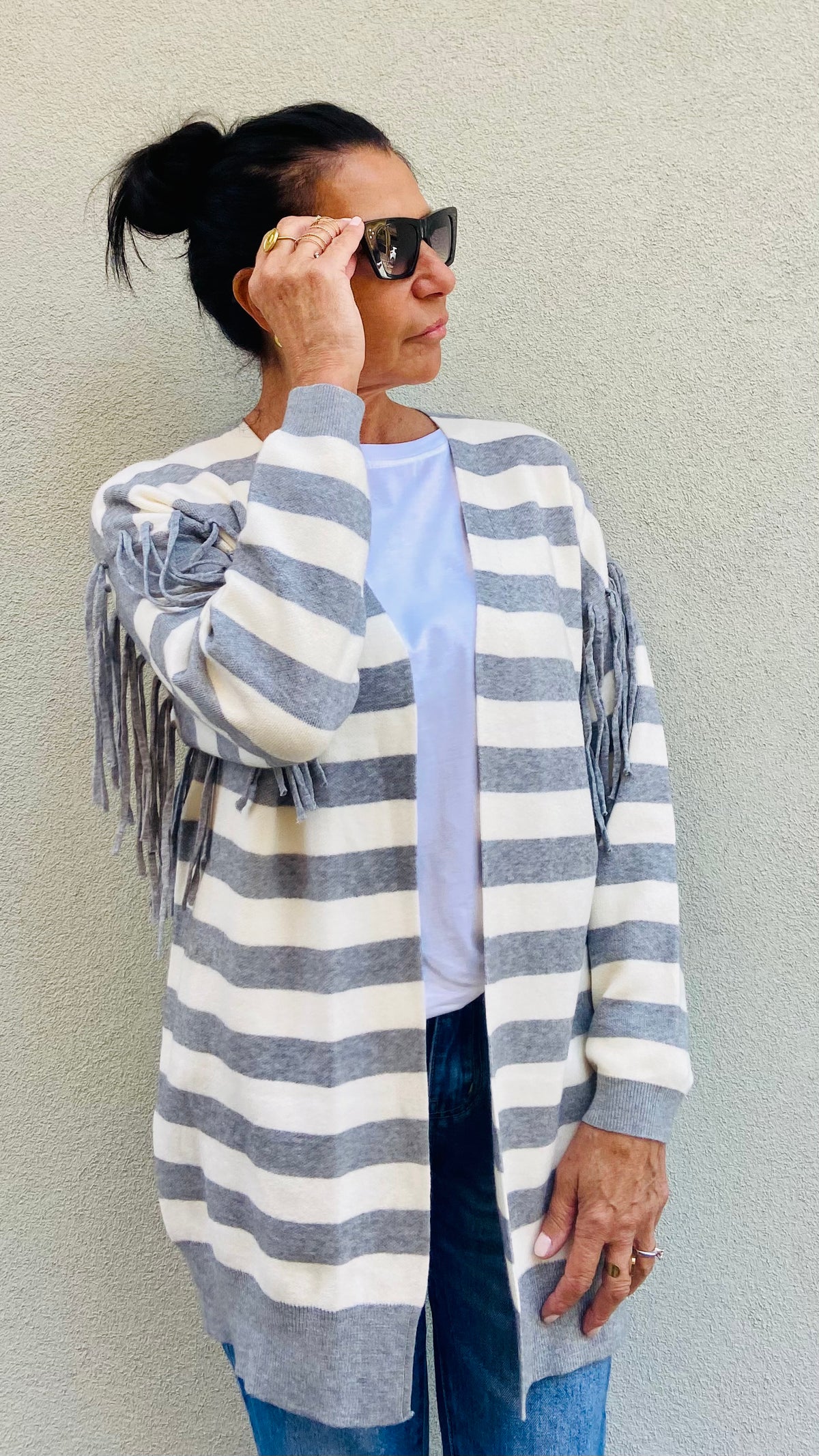 CARDIGAN FRANGIA RIGA GRIGIA