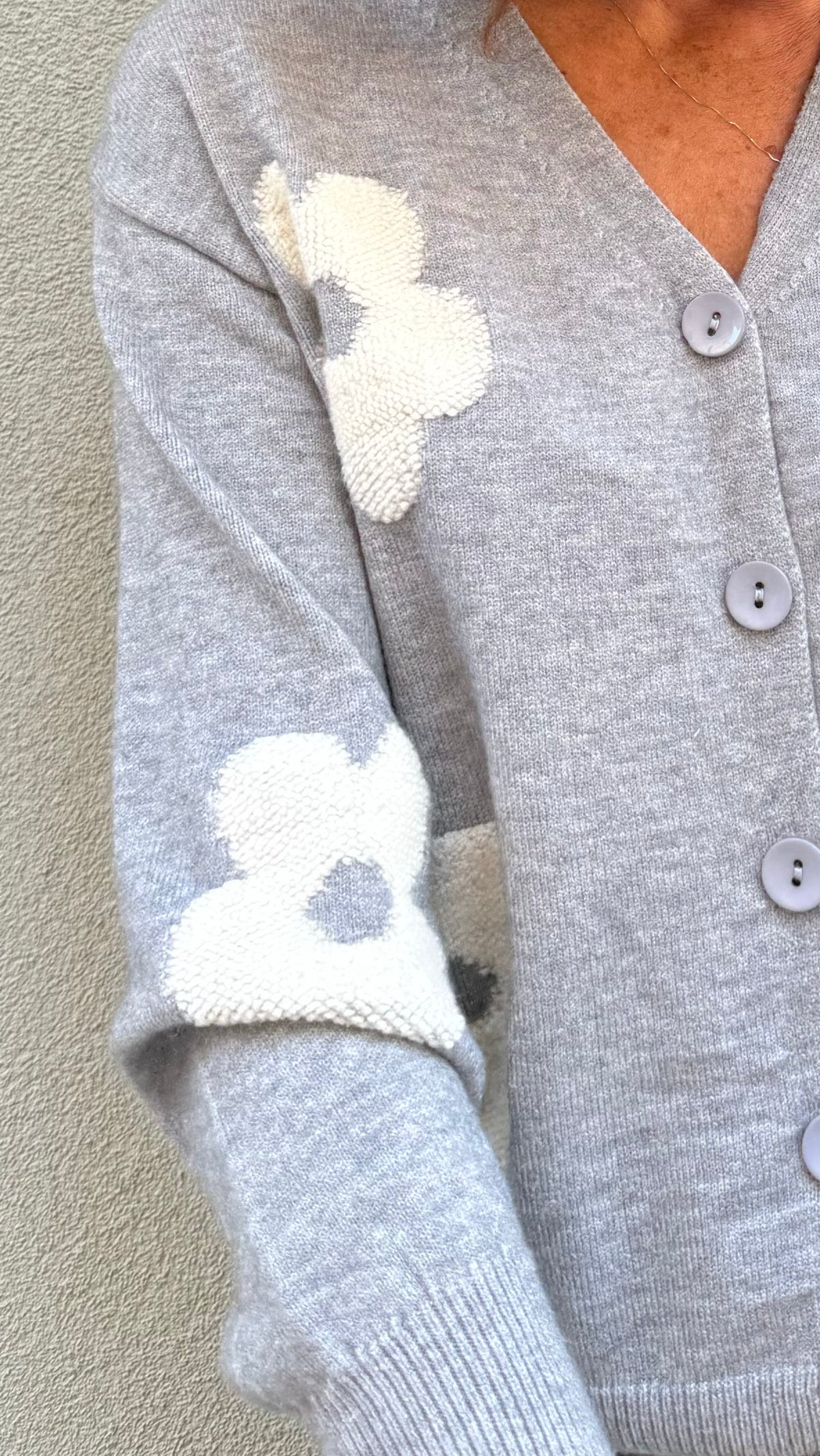 CARDIGAN FIORE GRIGIO