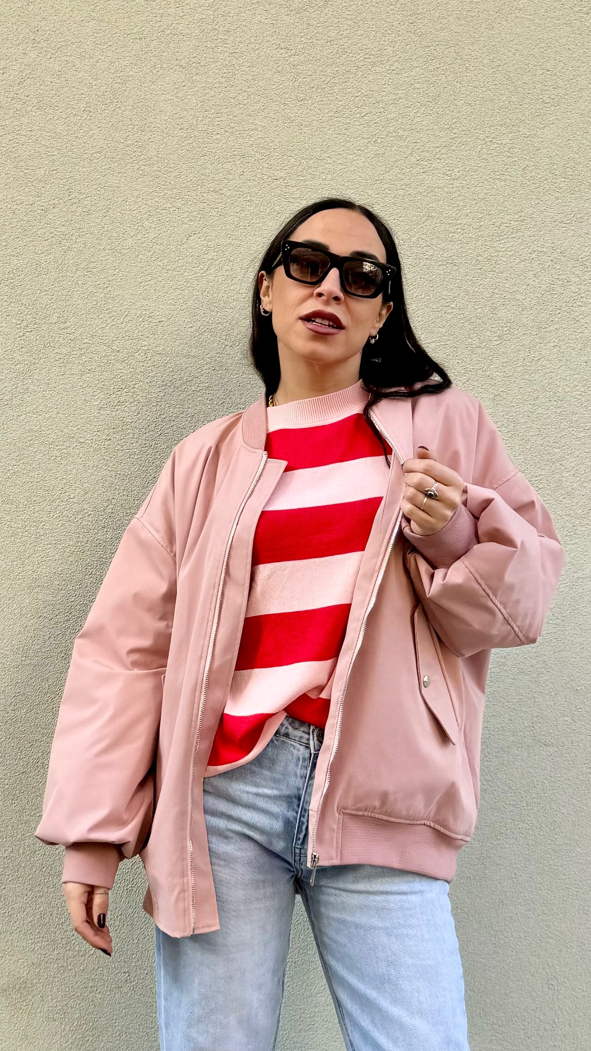 MAGLIA A RIGHE ROSA E ROSSA