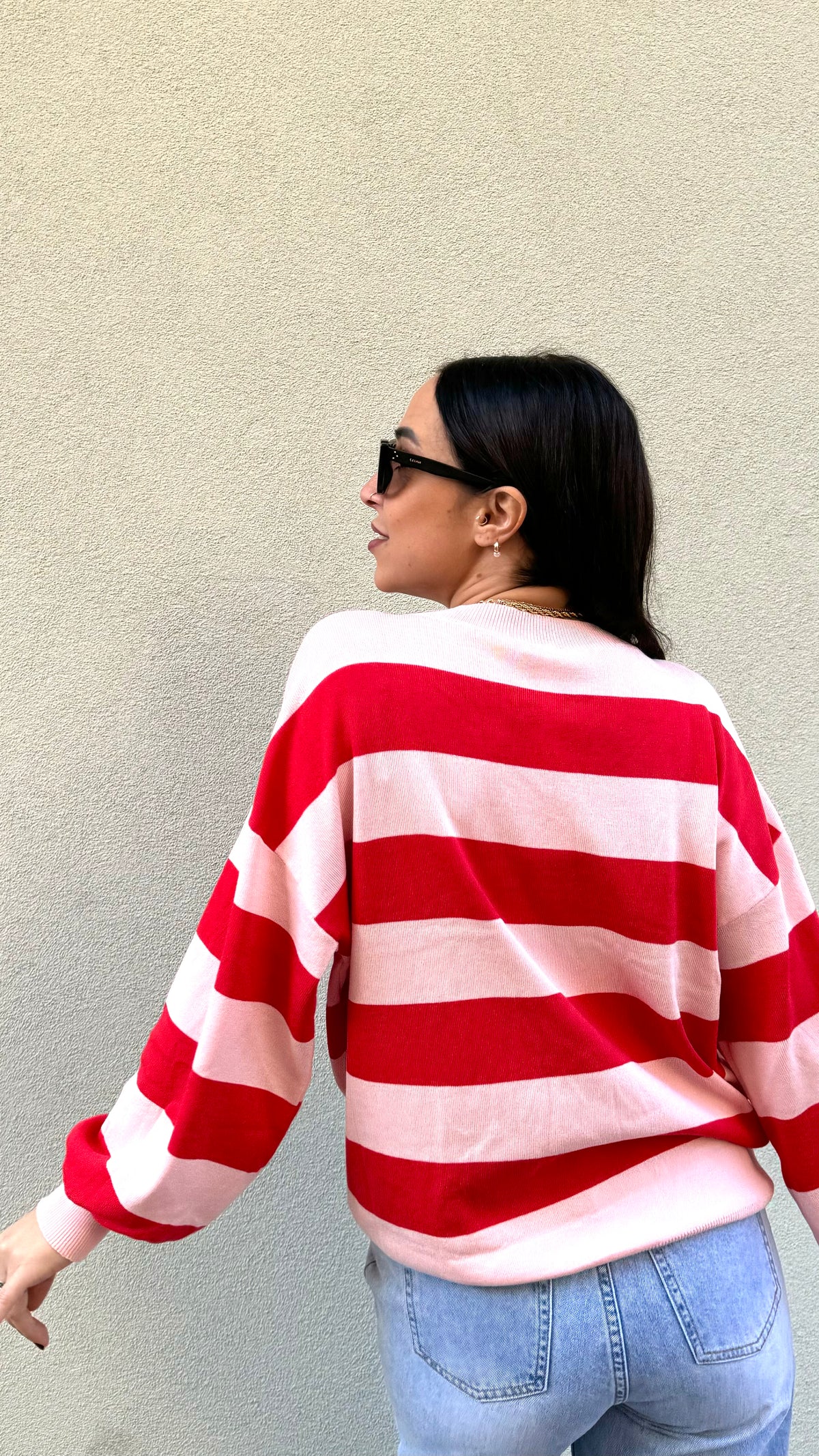 MAGLIA A RIGHE ROSA E ROSSA