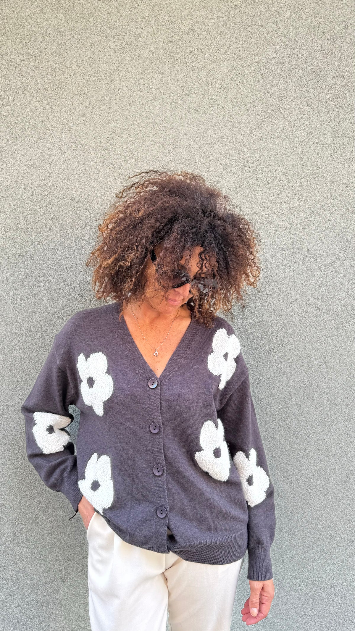 CARDIGAN FIORE CIOCCOLATO
