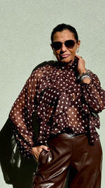 CAMICIA A POIS CIOCCOLATO