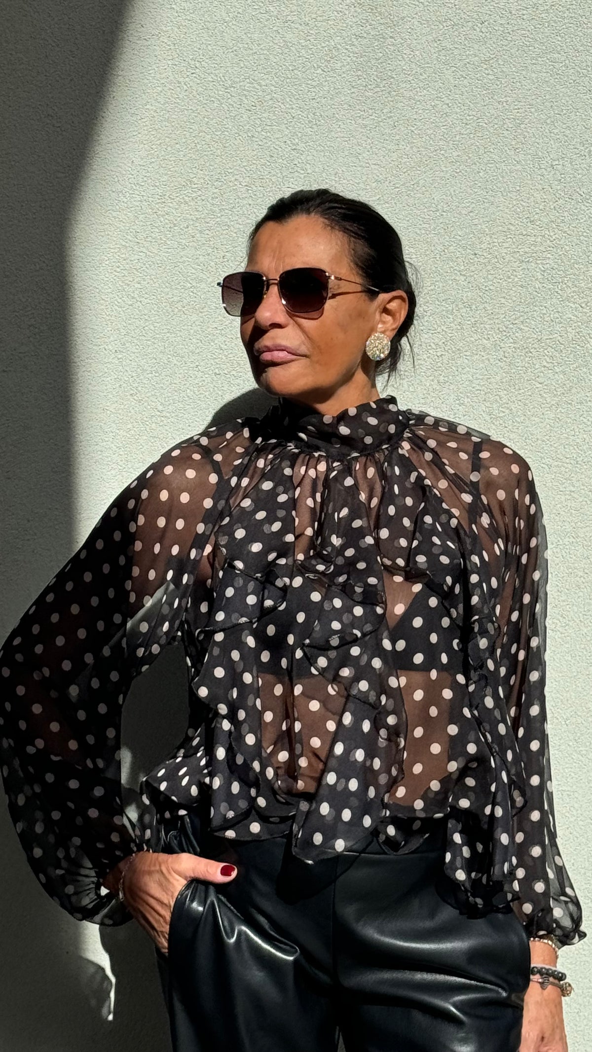 CAMICIA A POIS NERA