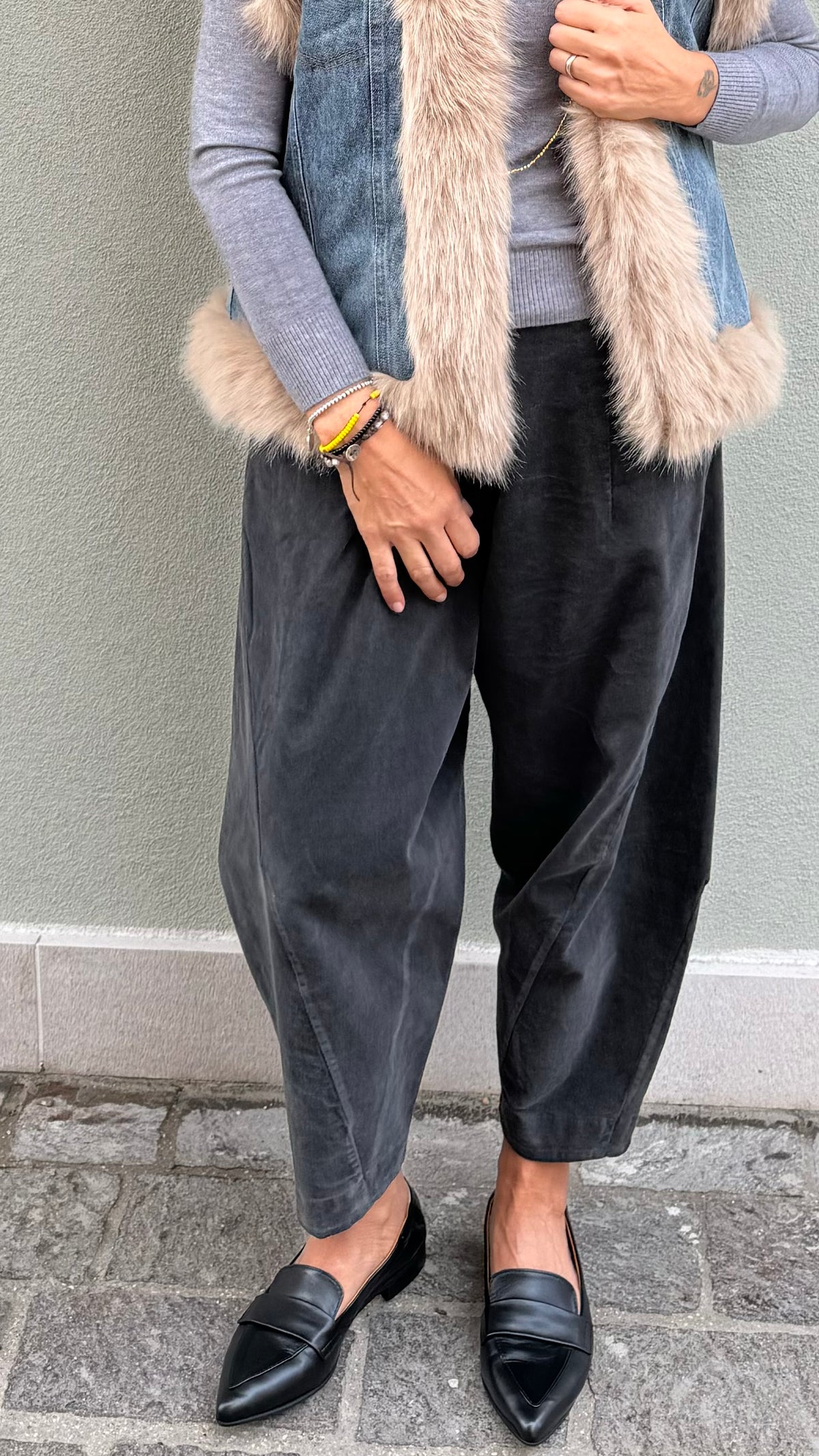 PANTALONE COVETTO VELLUTO GRIGIO