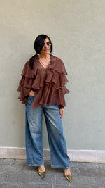CAMICIA VOLANT CIOCCOLATO