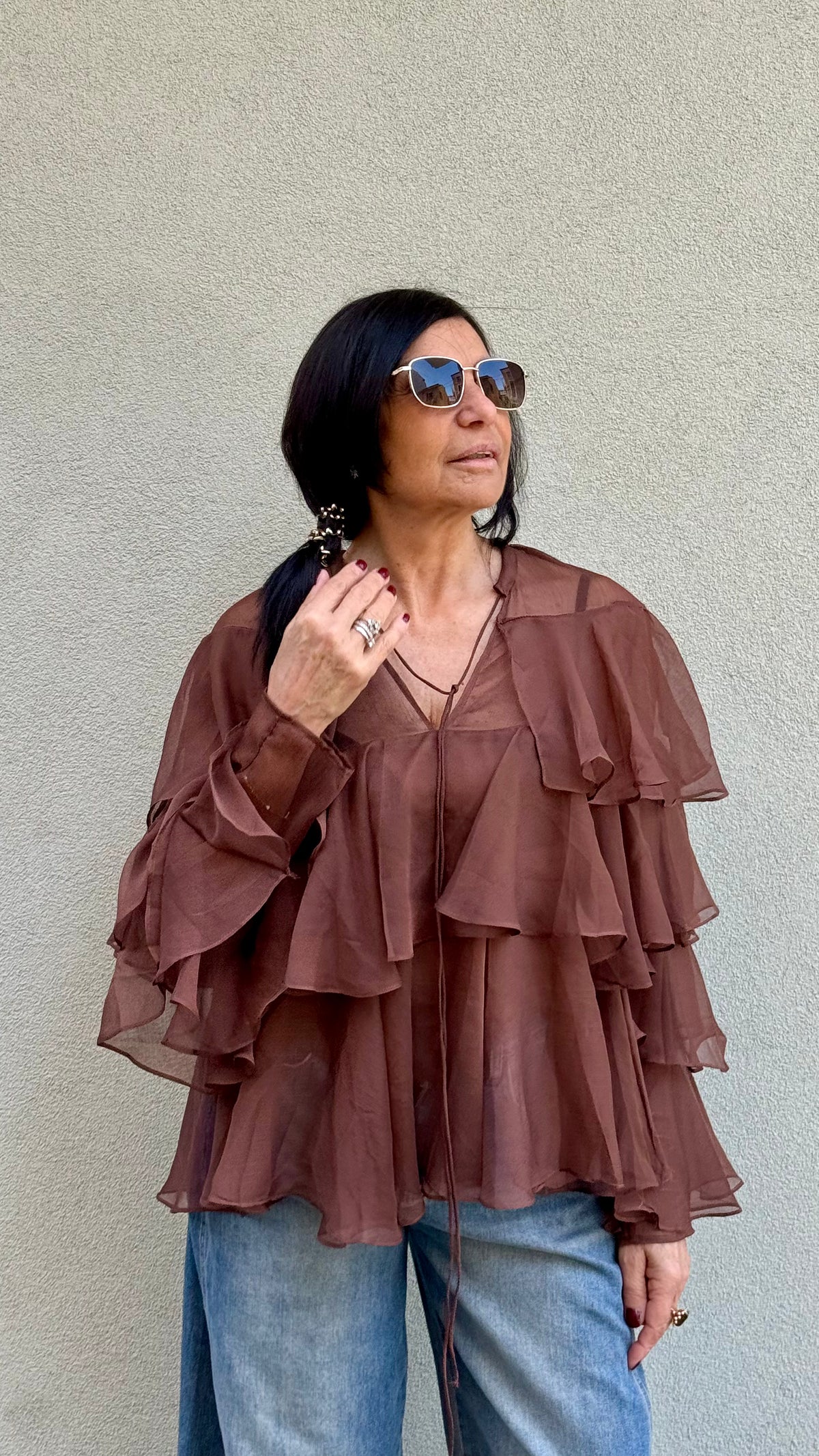 CAMICIA VOLANT CIOCCOLATO