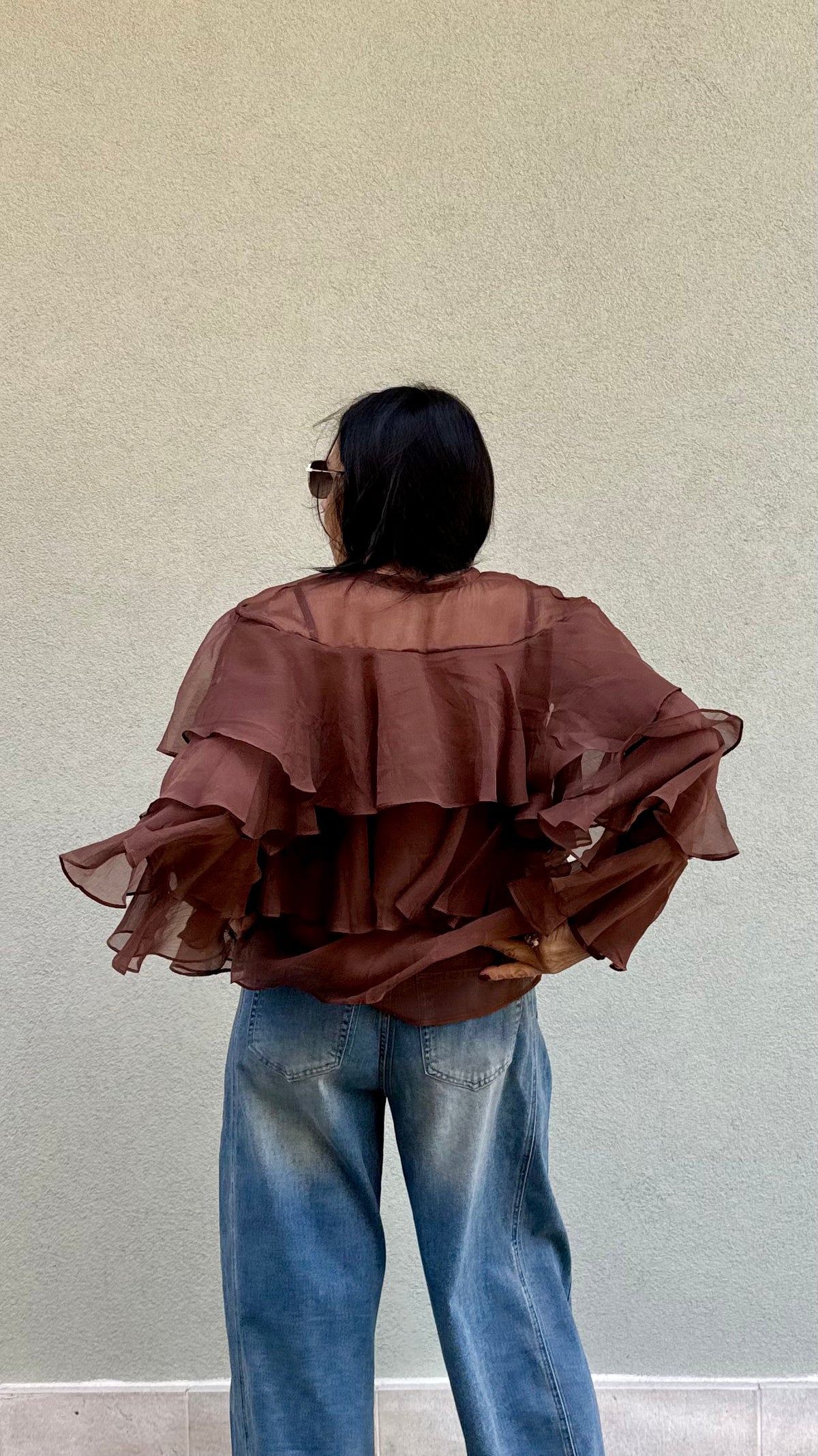 CAMICIA VOLANT CIOCCOLATO