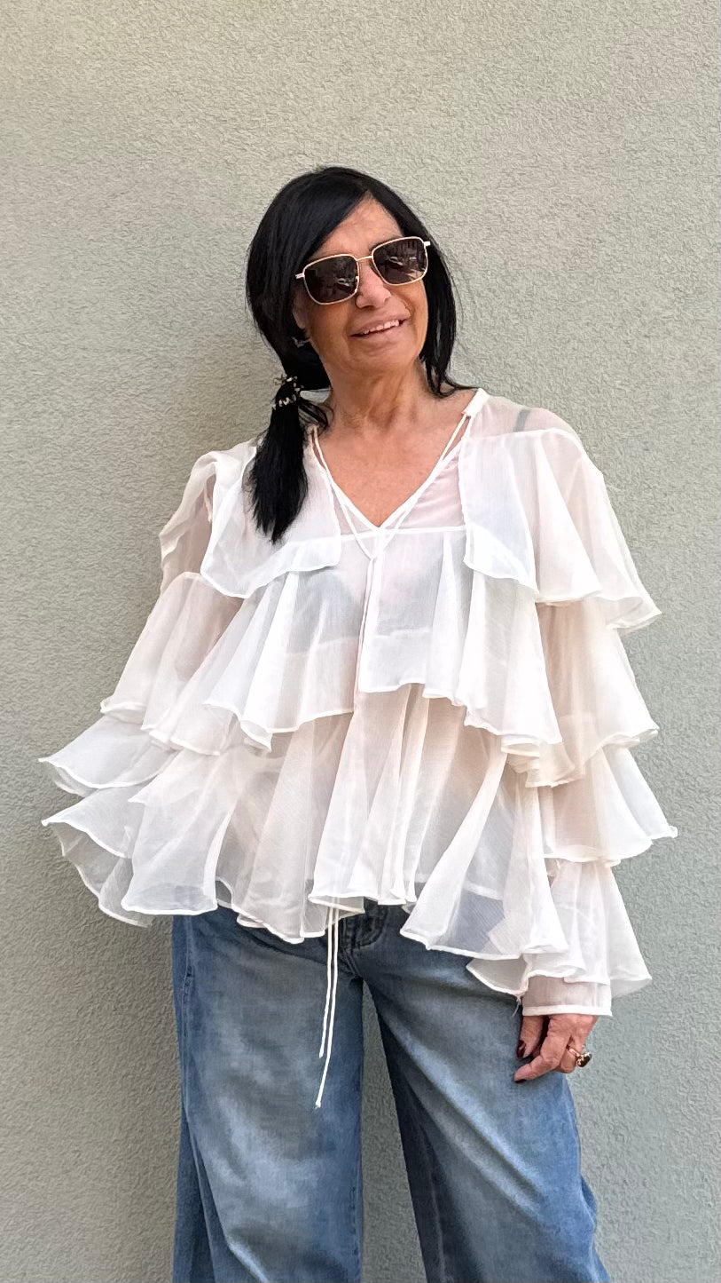 CAMICIA VOLANT BIANCA