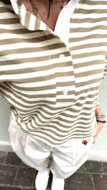 POLO A RIGHE BIANCA E FANGO