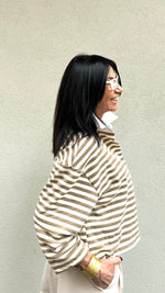 POLO A RIGHE BIANCA E FANGO