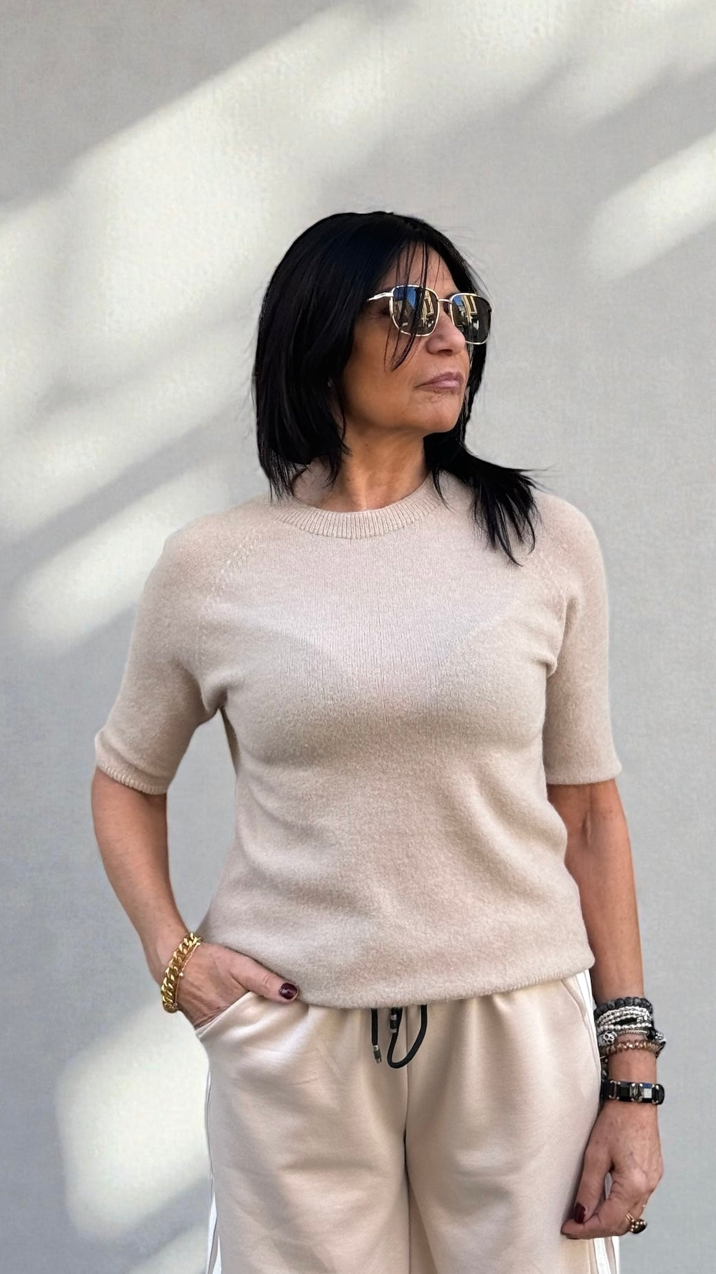 PULL MANICA 3/4 SABBIA