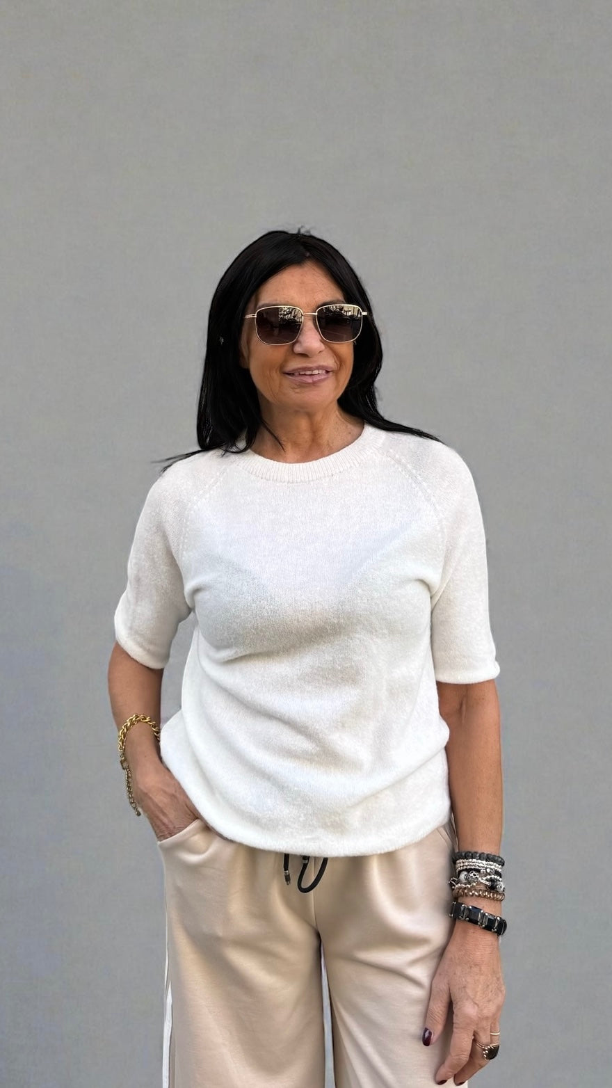 PULL MANICA 3/4 BIANCO