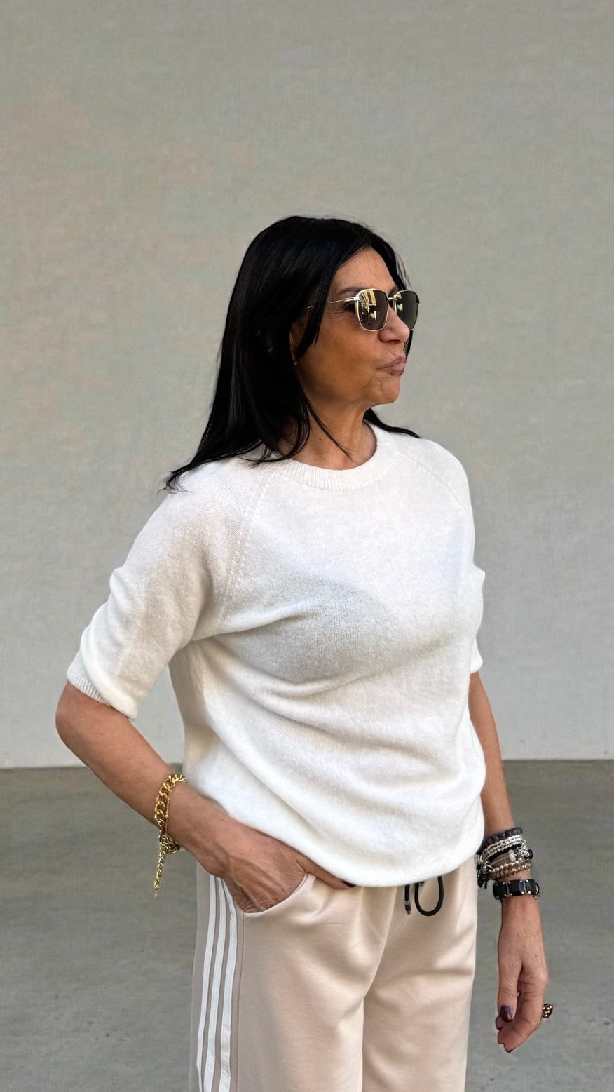 PULL MANICA 3/4 BIANCO