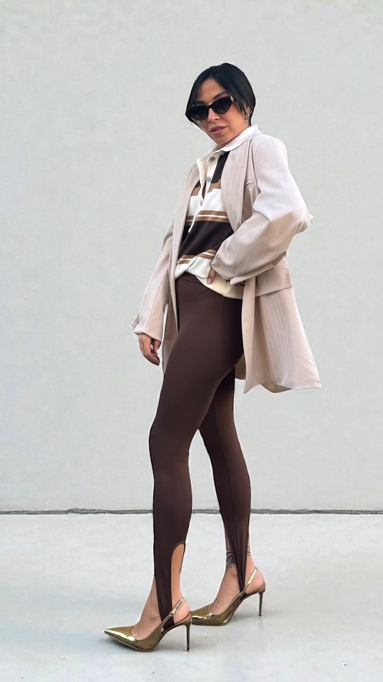 LEGGINS CON STAFFA CIOCCOLATO
